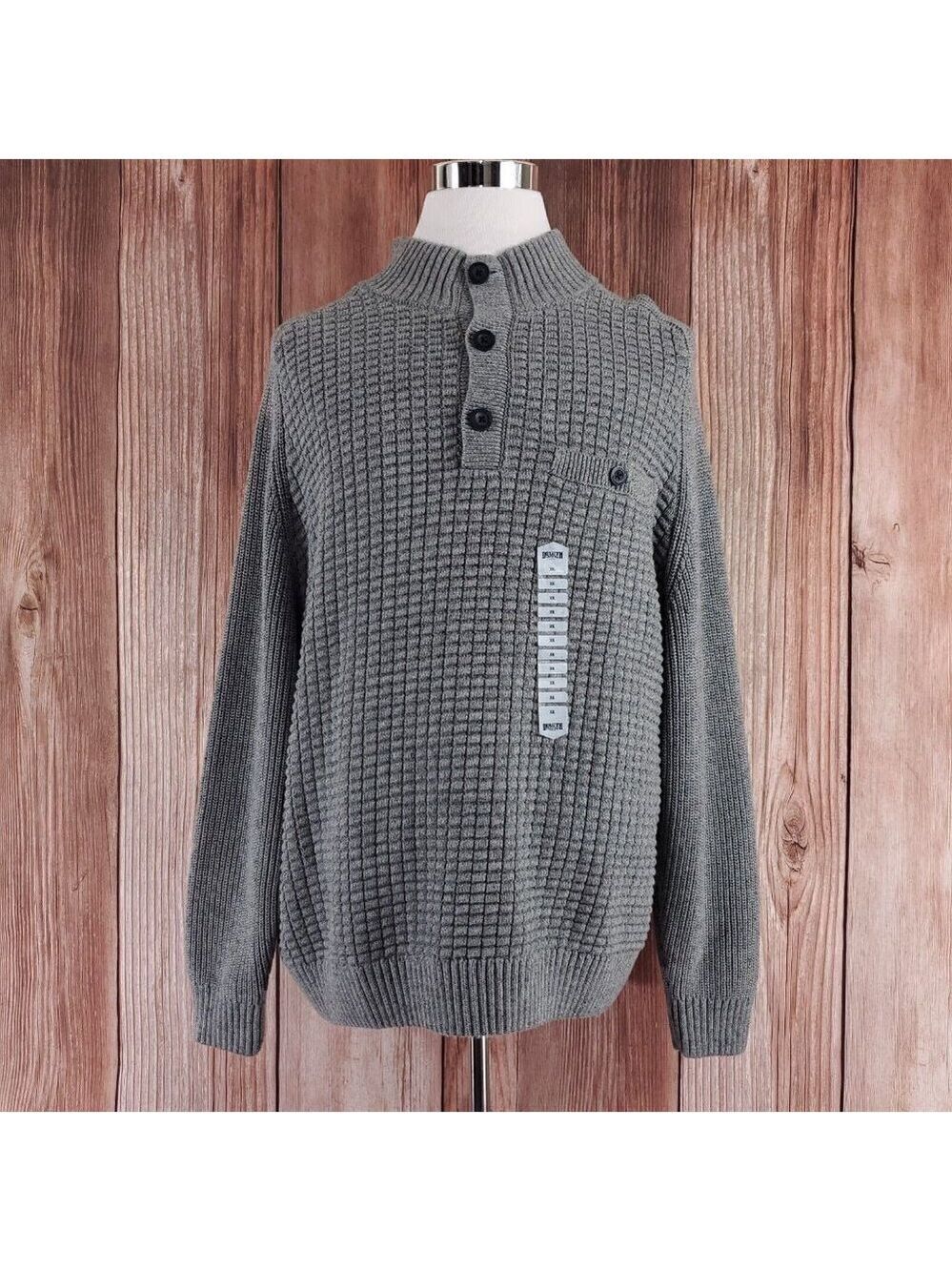 NWT Duluth Trading Co Mens XXL Burly Retirement Button Mock Sweater Cotton Knit